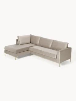 Outlet Sofá cama rinconera de terciopelo con colchón Luna (3 plazas) Sofás Cama|Sofás