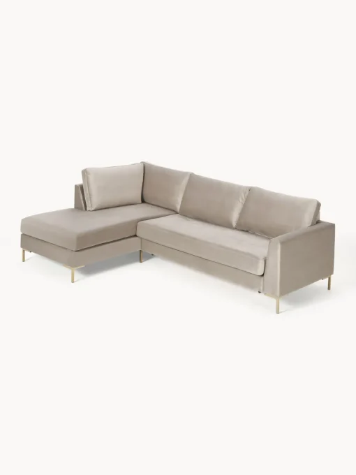 Outlet Sofá cama rinconera de terciopelo con colchón Luna (3 plazas) Sofás Cama|Sofás