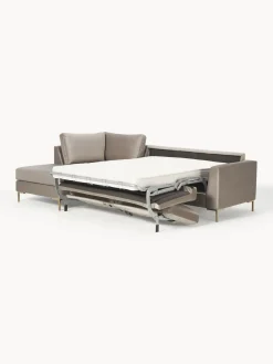 Outlet Sofá cama rinconera de terciopelo con colchón Luna (3 plazas) Sofás Cama|Sofás