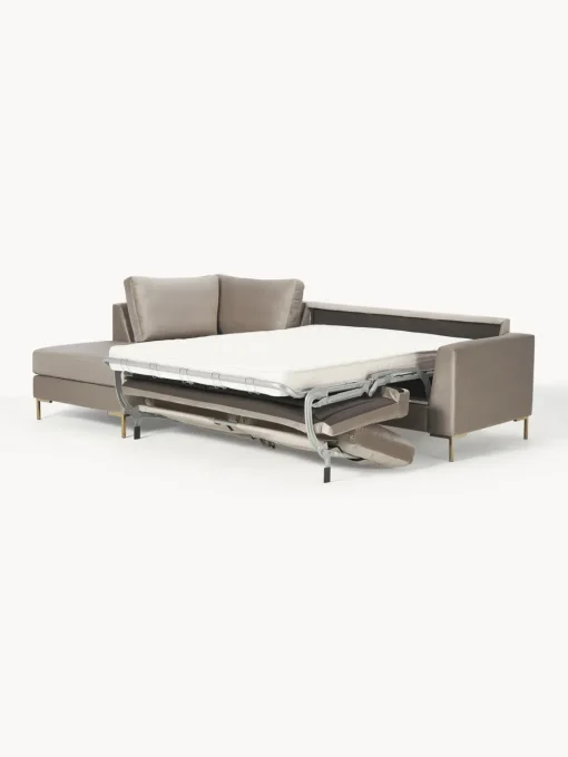 Outlet Sofá cama rinconera de terciopelo con colchón Luna (3 plazas) Sofás Cama|Sofás