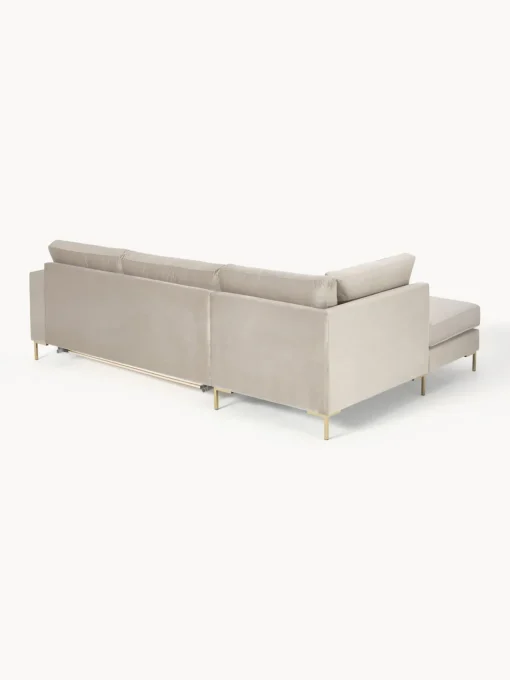 Outlet Sofá cama rinconera de terciopelo con colchón Luna (3 plazas) Sofás Cama|Sofás