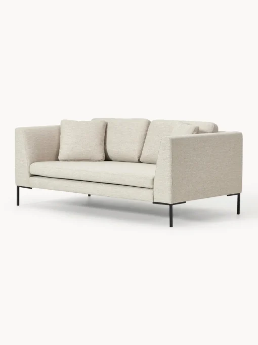 Sofás 3 Plazas|Sofás>Westwing Collection Sofá con patas de metal Emma (3 plazas) Tejido beige claro