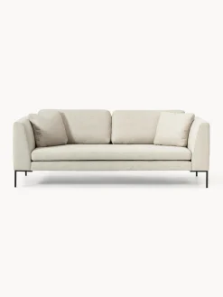 Sofás 3 Plazas|Sofás>Westwing Collection Sofá con patas de metal Emma (3 plazas) Tejido beige claro