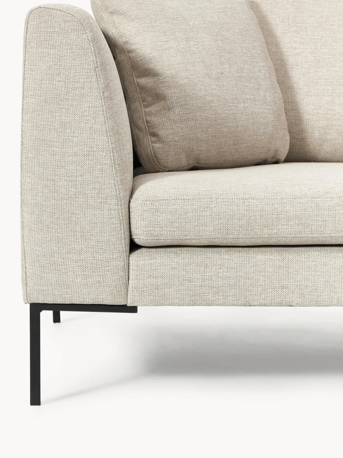 Sofás 3 Plazas|Sofás>Westwing Collection Sofá con patas de metal Emma (3 plazas) Tejido beige claro