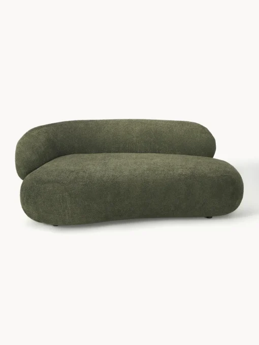 Sofás 2 Plazas|Sofás>Westwing Collection Sofá de borreguillo bouclé Alba (2 plazas) Borreguillo bouclé verde oscuro