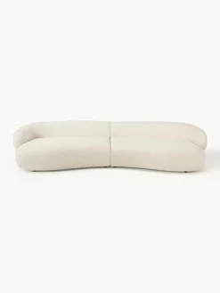 Sofás 3 Plazas|Sofás>Westwing Collection Sofá de borreguillo bouclé Alba (4 plazas) Borreguillo bouclé blanco Off White