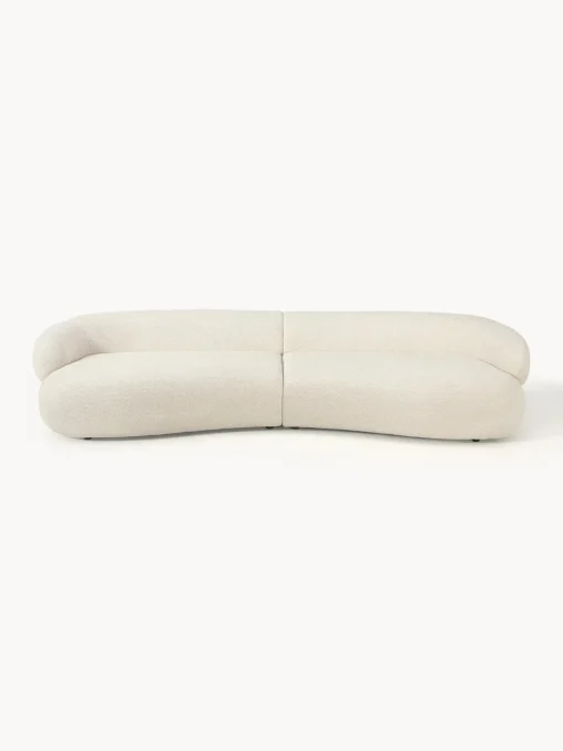 Sofás 3 Plazas|Sofás>Westwing Collection Sofá de borreguillo bouclé Alba (4 plazas) Borreguillo bouclé blanco Off White