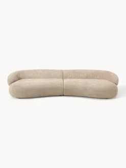 Sofás 3 Plazas|Sofás>Westwing Collection Sofá de borreguillo bouclé Alba (4 plazas) Borreguillo bouclé beige
