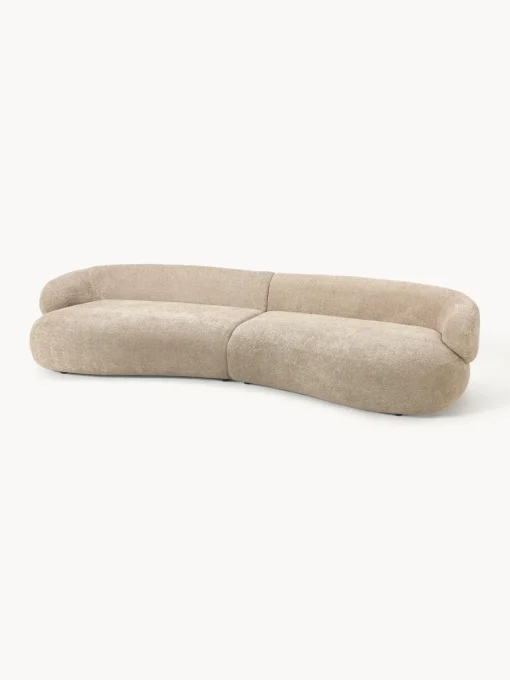 Sofás 3 Plazas|Sofás>Westwing Collection Sofá de borreguillo bouclé Alba (4 plazas) Borreguillo bouclé beige