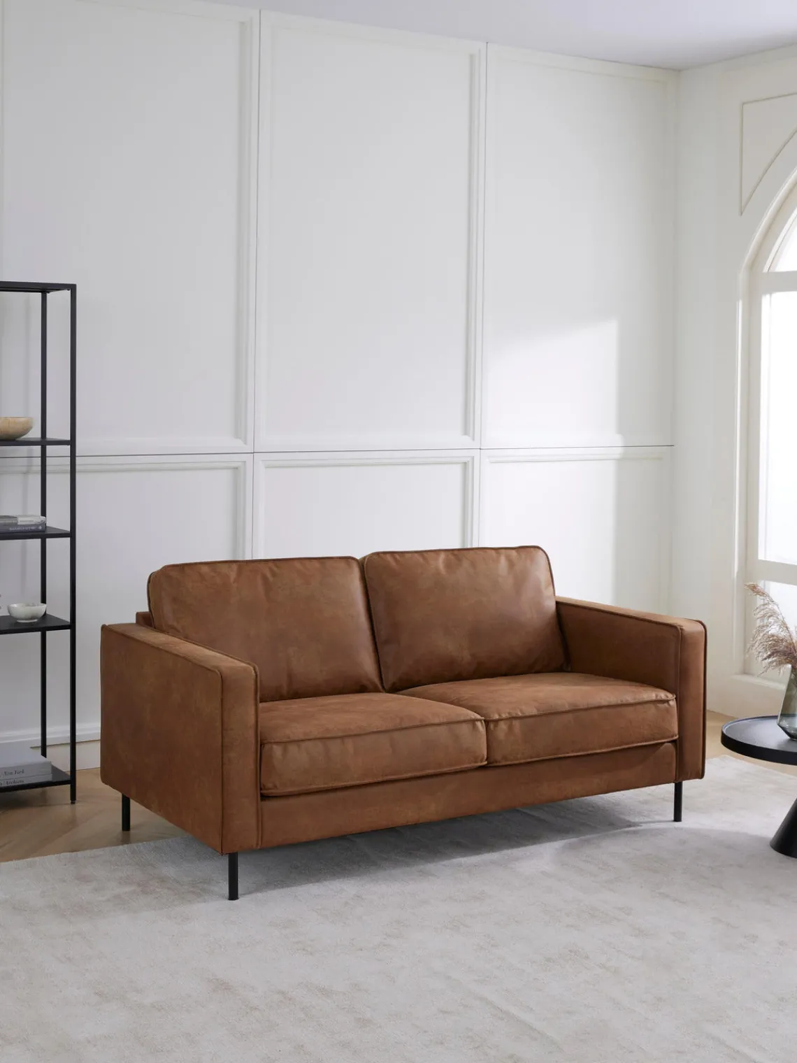 Sofás 2 Plazas|Sofás>Westwing Collection Sofá de cuero reciclado Hunter (2 plazas) Cuero marrón