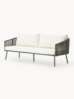 Sofás De Exterior|Sofás De Exterior>Westwing Collection Sofá de jardín Malo (3 plazas) Blanco Off White, verde oliva