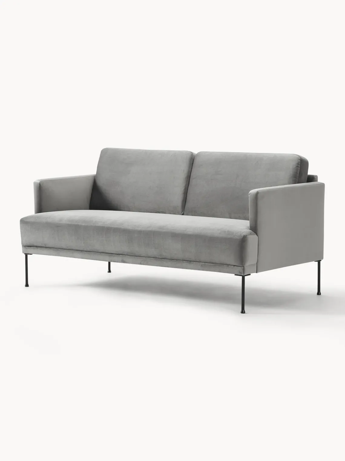 Sofás 2 Plazas|Sofás>Westwing Collection Sofá de terciopelo Fluente (2 plazas) Terciopelo gris