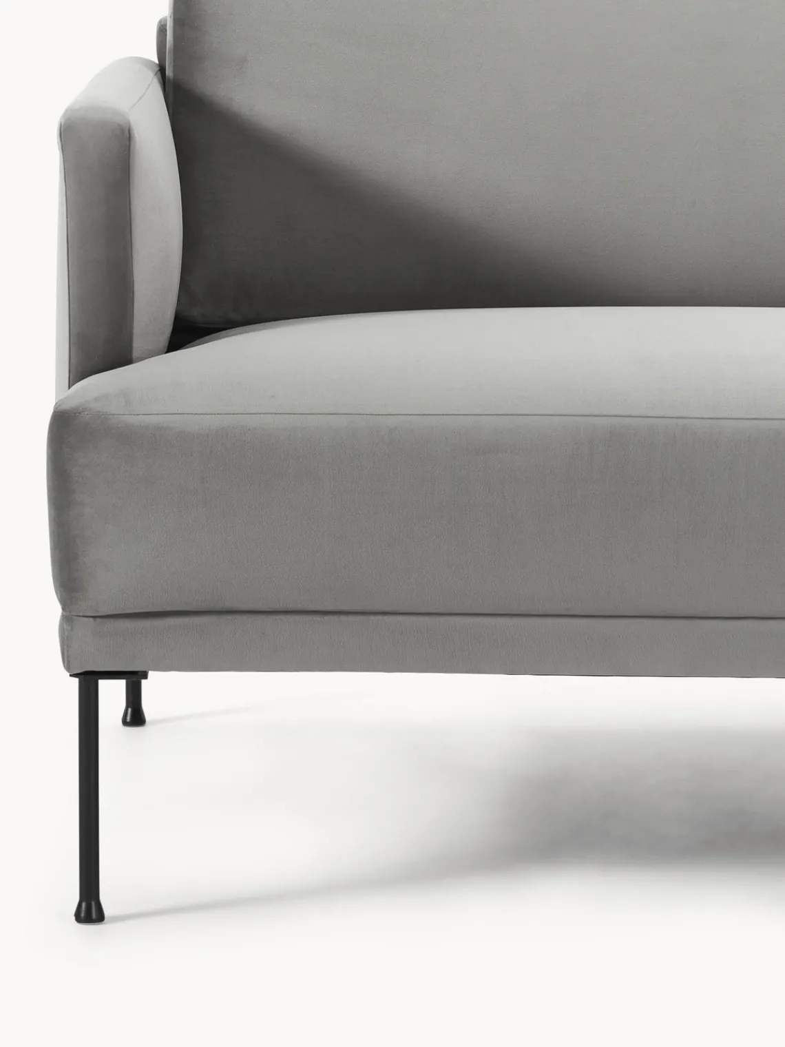 Sofás 2 Plazas|Sofás>Westwing Collection Sofá de terciopelo Fluente (2 plazas) Terciopelo gris