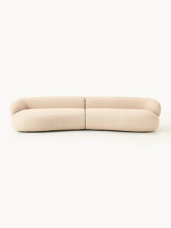 Sofás 3 Plazas|Sofás>Westwing Collection Sofá en tejido bouclé Alba (4 plazas) Bouclé melocotón