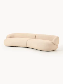 Sofás 3 Plazas|Sofás>Westwing Collection Sofá en tejido bouclé Alba (4 plazas) Bouclé melocotón