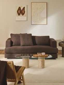 Sofás 2 Plazas|Sofás>Westwing Collection Sofá en tejido bouclé Tribeca (2 plazas) Bouclé marrón oscuro