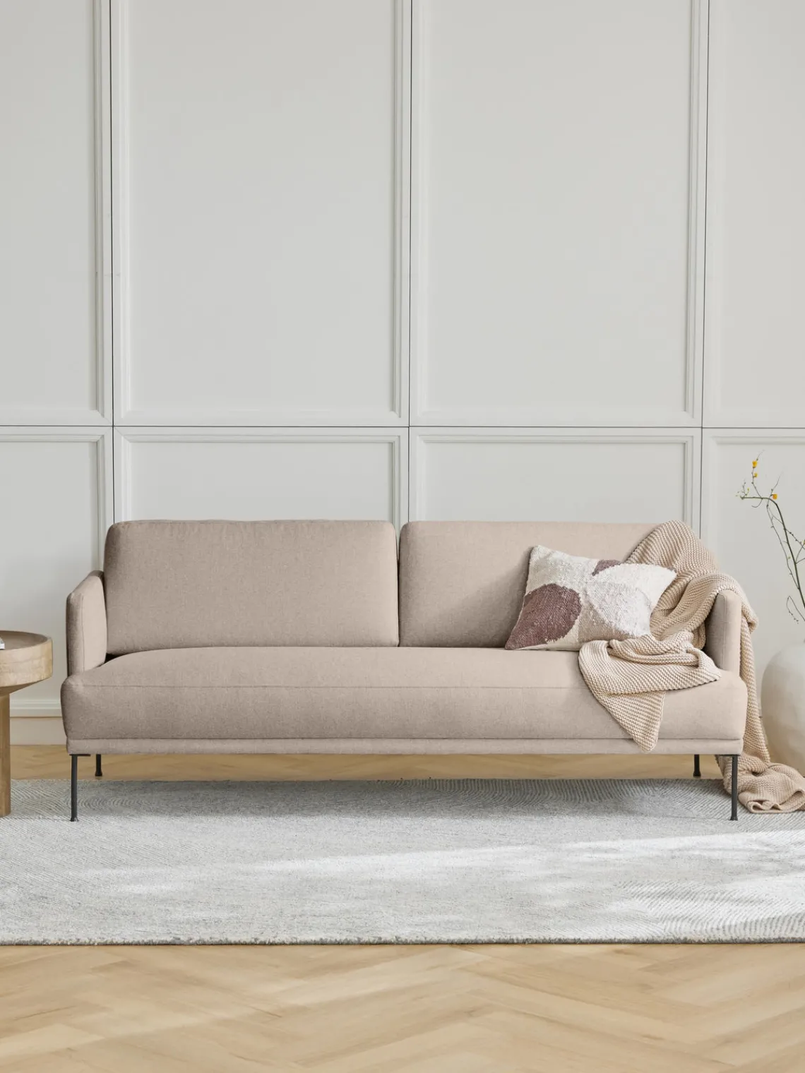 Sofás 3 Plazas|Sofás>Westwing Collection Sofá Fluente (3 plazas) Tejido beige