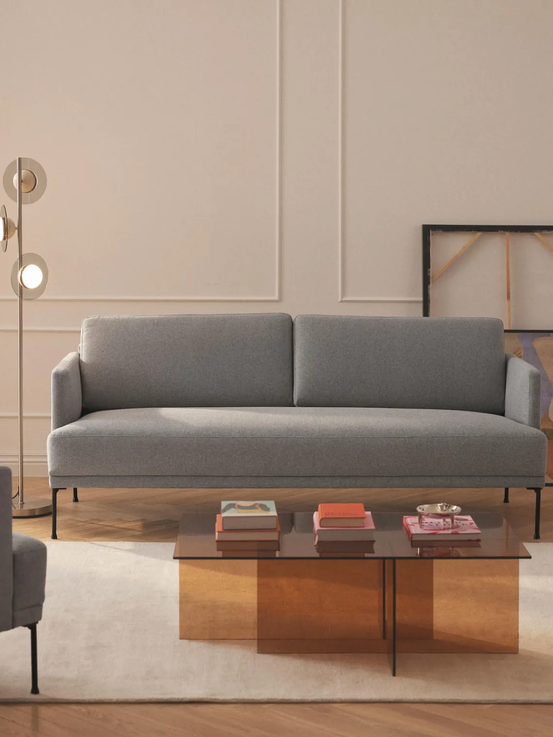 Sofás 3 Plazas|Sofás>Westwing Collection Sofá Fluente (3 plazas) Tejido gris