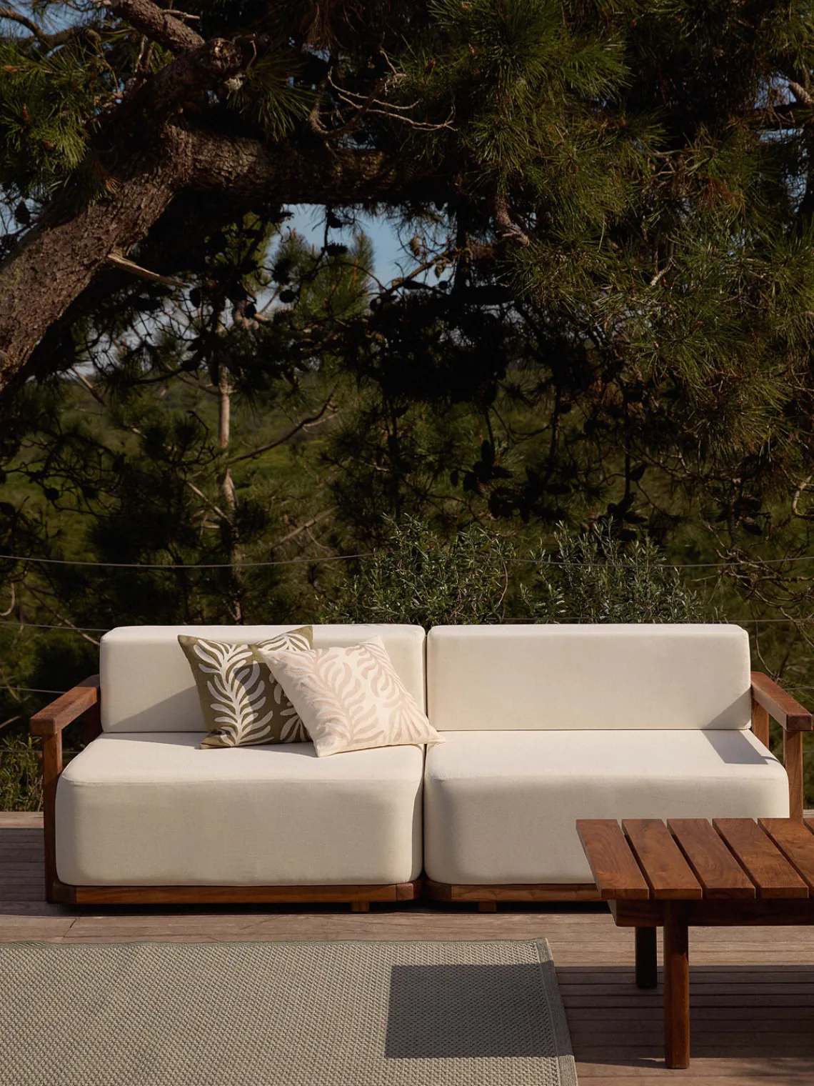 New Sofá lounge para exterior de madera de acacia Matheus (2 plazas) Sofás De Exterior|Sofás De Exterior