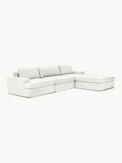 Sofás Rinconeras|Sofás></noscript>Westwing Collection Sofá modular con reposapiés izquierdo/derecho Russell (4 plazas), desenfundable Tejido blanco Off White jaspeado
