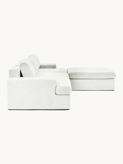 Sofás Rinconeras|Sofás></noscript>Westwing Collection Sofá modular con reposapiés izquierdo/derecho Russell (4 plazas), desenfundable Tejido blanco Off White jaspeado