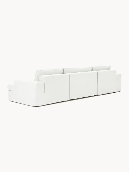 Sofás Rinconeras|Sofás>Westwing Collection Sofá modular con reposapiés izquierdo/derecho Russell (4 plazas), desenfundable Tejido blanco Off White jaspeado