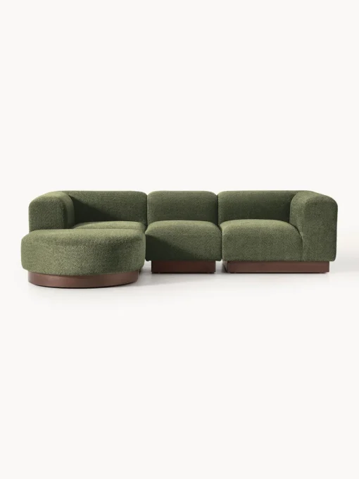 New Sofá modular con reposapiés de borreguillo bouclé Natalie (3 plazas) Sofás Rinconeras|Sofás