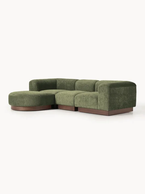 New Sofá modular con reposapiés de borreguillo bouclé Natalie (3 plazas) Sofás Rinconeras|Sofás