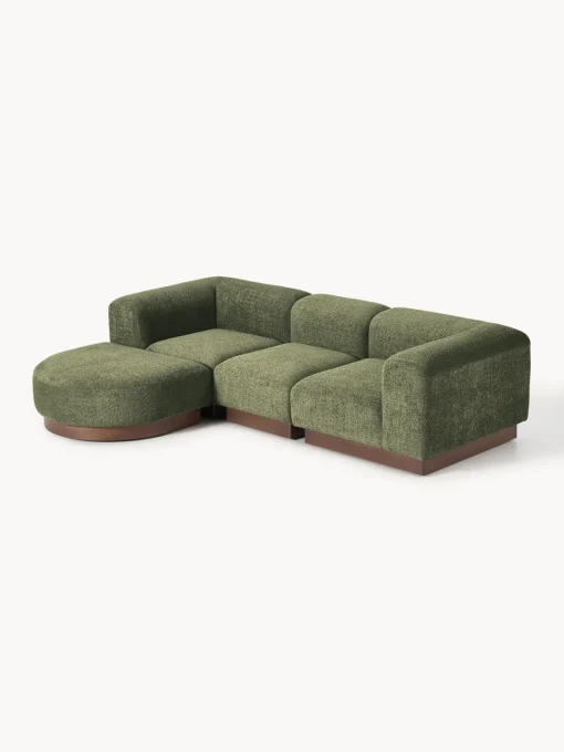 New Sofá modular con reposapiés de borreguillo bouclé Natalie (3 plazas) Sofás Rinconeras|Sofás