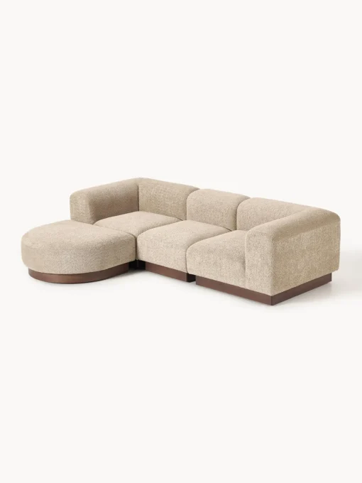 Outlet Sofá modular con reposapiés de borreguillo bouclé Natalie (3 plazas) Sofás Rinconeras|Sofás