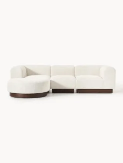 Sofá modular con reposapiés de borreguillo bouclé Natalie (3 plazas) Sofás Rinconeras|Sofás