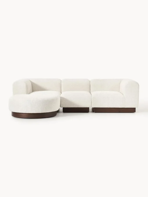 Sofá modular con reposapiés de borreguillo bouclé Natalie (3 plazas) Sofás Rinconeras|Sofás