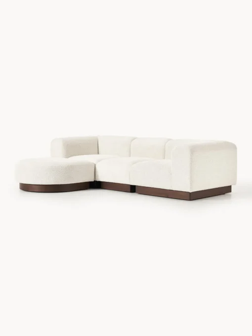 Sofá modular con reposapiés de borreguillo bouclé Natalie (3 plazas) Sofás Rinconeras|Sofás