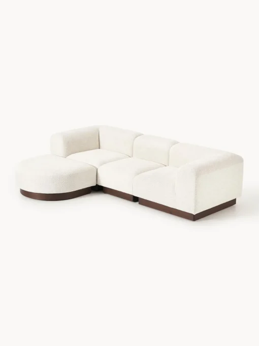 Sofá modular con reposapiés de borreguillo bouclé Natalie (3 plazas) Sofás Rinconeras|Sofás