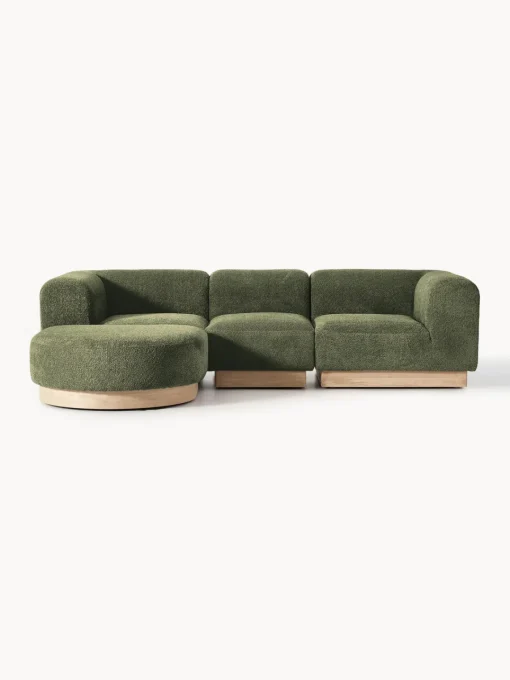 New Sofá modular con reposapiés de borreguillo bouclé Natalie (3 plazas) Sofás Rinconeras|Sofás