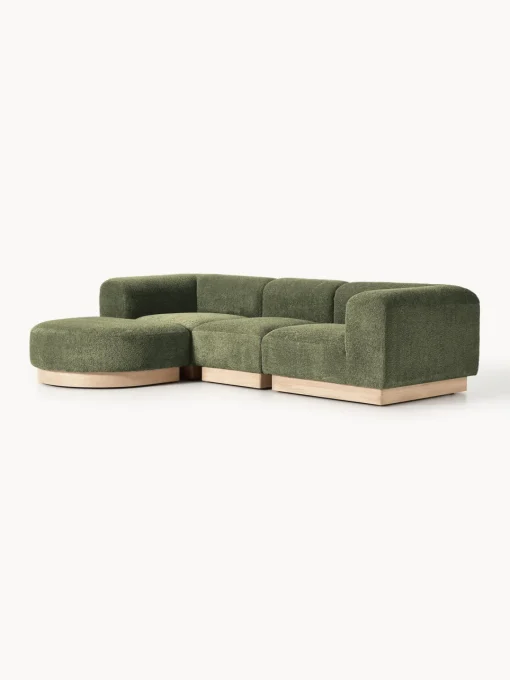 New Sofá modular con reposapiés de borreguillo bouclé Natalie (3 plazas) Sofás Rinconeras|Sofás