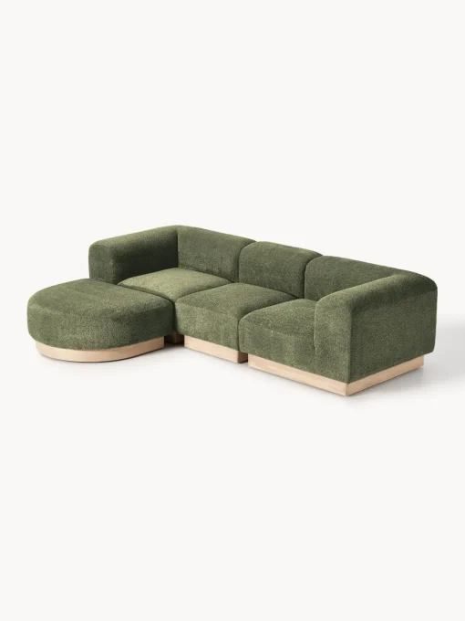 New Sofá modular con reposapiés de borreguillo bouclé Natalie (3 plazas) Sofás Rinconeras|Sofás