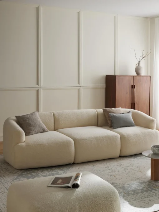 Sofás 3 Plazas|Sofás>Westwing Collection Sofá modular de borreguillo Sofia (3 plazas) Borreguillo blanco Off White