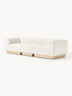 Sofás 3 Plazas|Sofás></noscript>Westwing Collection Sofá modular de borreguillo bouclé Natalie (3 plazas) Borreguillo bouclé blanco Off White, madera de haya clara