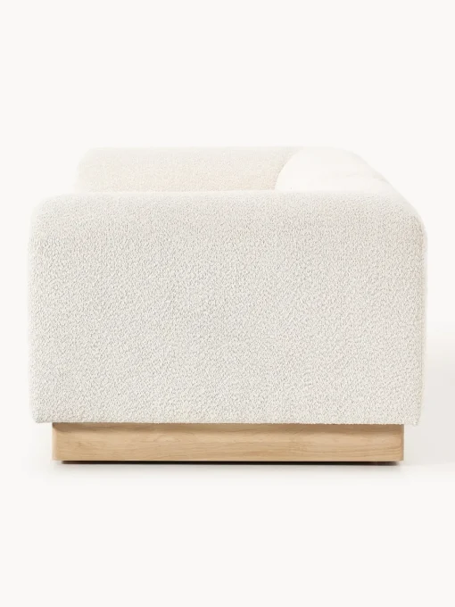 Sofás 3 Plazas|Sofás>Westwing Collection Sofá modular de borreguillo bouclé Natalie (3 plazas) Borreguillo bouclé blanco Off White, madera de haya clara