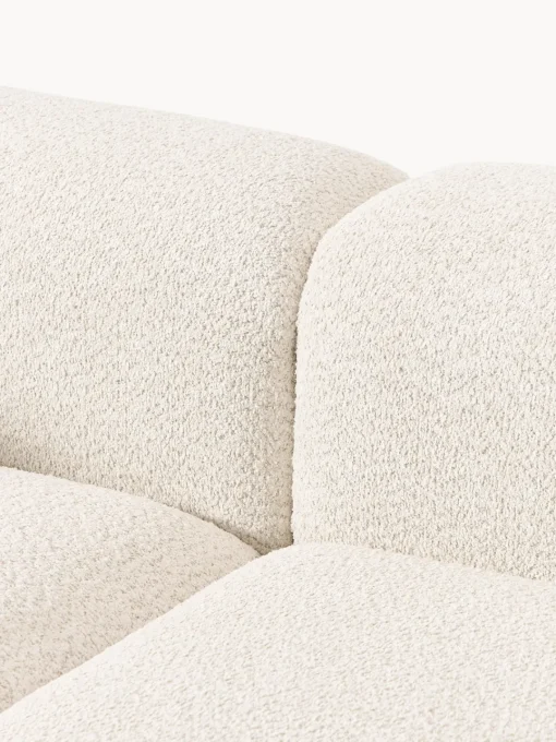 Sofás 3 Plazas|Sofás>Westwing Collection Sofá modular de borreguillo bouclé Natalie (3 plazas) Borreguillo bouclé blanco Off White, madera de haya clara
