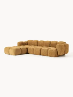 Sofás Rinconeras|Sofás></noscript>Westwing Collection Sofá modular de borreguillo bouclé con reposapiés izquierdo/derecho Tayla (4 plazas) Borreguillo bouclé ocre