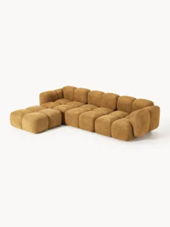 Sofás Rinconeras|Sofás></noscript>Westwing Collection Sofá modular de borreguillo bouclé con reposapiés izquierdo/derecho Tayla (4 plazas) Borreguillo bouclé ocre