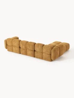 Sofás Rinconeras|Sofás></noscript>Westwing Collection Sofá modular de borreguillo bouclé con reposapiés izquierdo/derecho Tayla (4 plazas) Borreguillo bouclé ocre