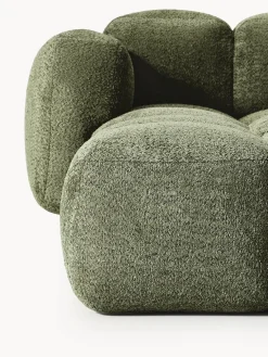 Sofás Rinconeras|Sofás></noscript>Westwing Collection Sofá modular de borreguillo bouclé con reposapiés Tayla (4 plazas) Borreguillo bouclé verde oscuro