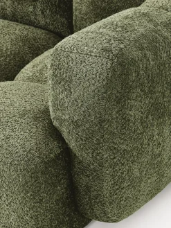Sofás Rinconeras|Sofás></noscript>Westwing Collection Sofá modular de borreguillo bouclé con reposapiés Tayla (4 plazas) Borreguillo bouclé verde oscuro