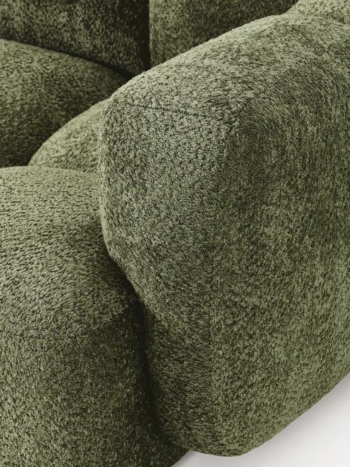 Sofás Rinconeras|Sofás>Westwing Collection Sofá modular de borreguillo bouclé con reposapiés Tayla (4 plazas) Borreguillo bouclé verde oscuro