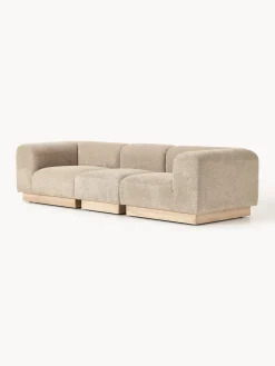 Sofás 3 Plazas|Sofás></noscript>Westwing Collection Sofá modular de borreguillo bouclé Natalie (3 plazas) Borreguillo bouclé beige, madera de haya clara