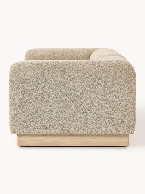 Sofás 3 Plazas|Sofás>Westwing Collection Sofá modular de borreguillo bouclé Natalie (3 plazas) Borreguillo bouclé beige, madera de haya clara