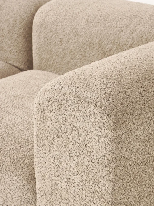 Sofás 3 Plazas|Sofás>Westwing Collection Sofá modular de borreguillo bouclé Natalie (3 plazas) Borreguillo bouclé beige, madera de haya clara